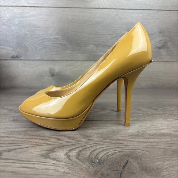 Christian Dior Beige Leather Peep Toe Stiletto Pump High Heels Women's 8 / 38.5 - Picture 6 of 11